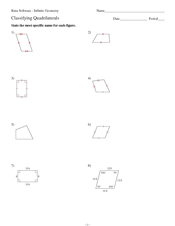 kuta software infinite geometry classifying quadrilaterals answer key tutordale com